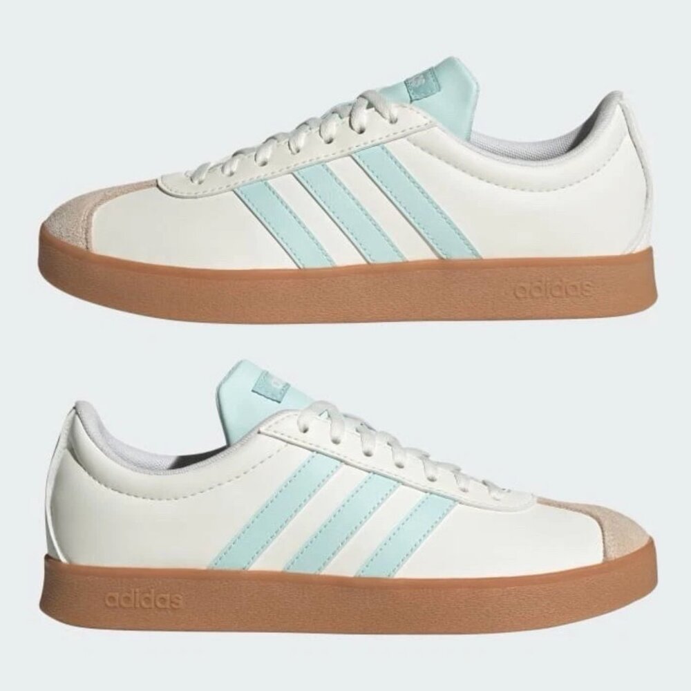 NWT Adidas VL Court Base Sneakers White Blue Gum - Picture 1 of 12